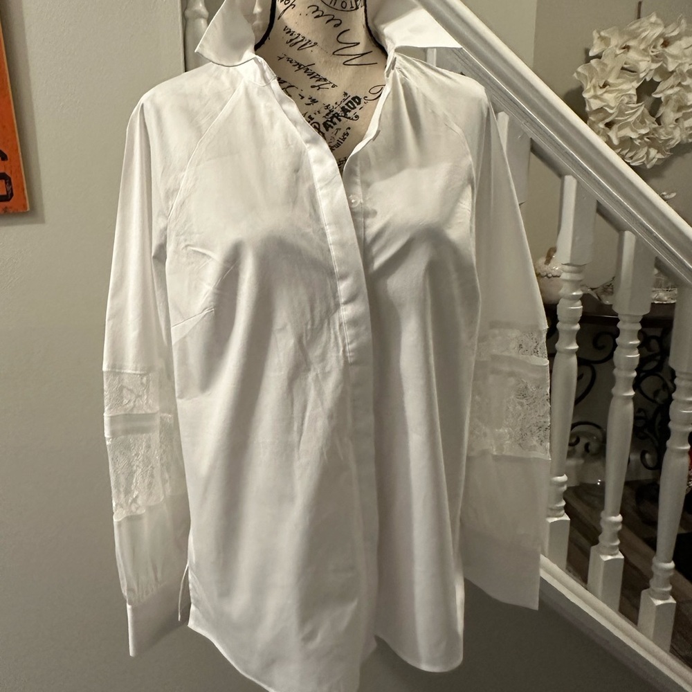White House Black Market White Long Sleeve Button Down Shirt